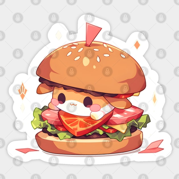 Super Kawaii Chibi Burger Kun - Cute Food Art Sticker by Chibidorable